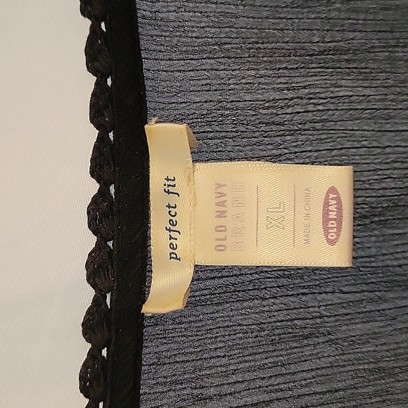 Old Navy Sheer Capped-Sleeve Tie-Back     Size XL Black Blouse - Picture 3 of 6